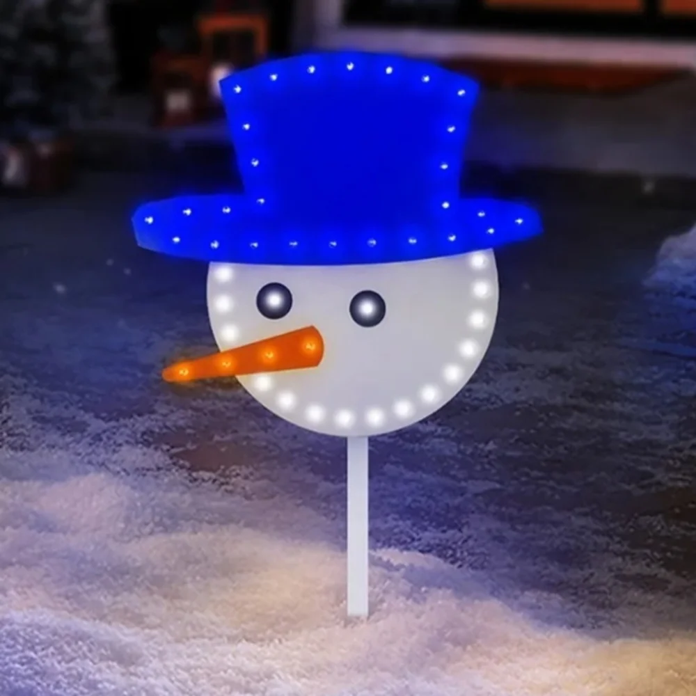 Festive LED Snowman Light with Blue Hat